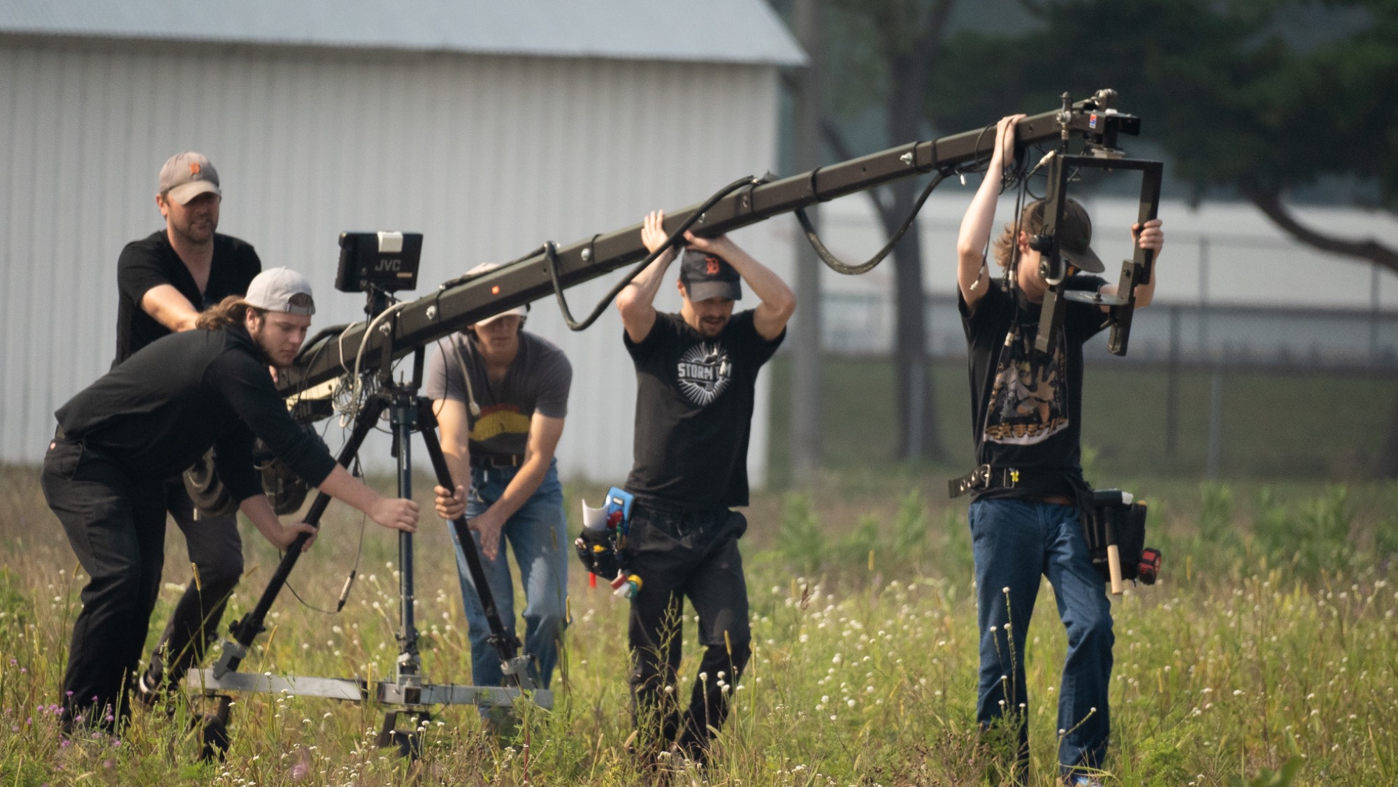 Image of students working on a production